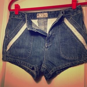 Free People Jean Shorts with Lace Pockets